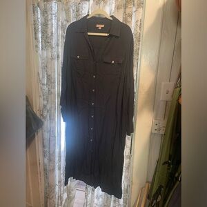 Black button down long sleeve midi-maxi Knox Rose Dress